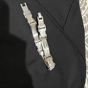 Mens stainless steel bracelet with diamond accent